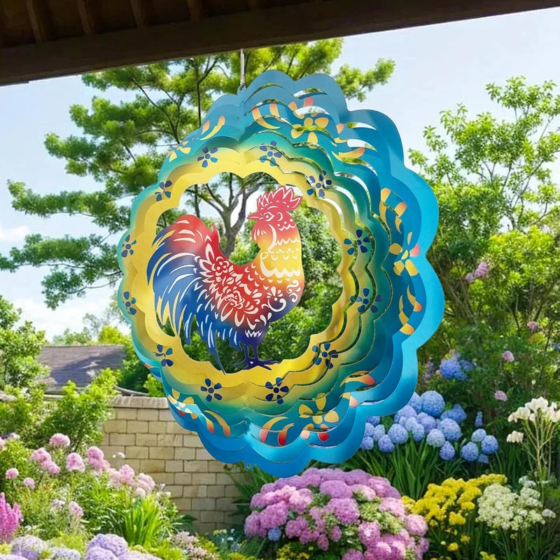 GOTOME Rooster Wind Spinners Metal Chicken Gifts for Mom Women Grandma,12inch Hanging Wind Spinner for Outdoor&Indoor Decor Wind Chime Christmas Ornament Gifts for Yard Garden Decoration - Image 4